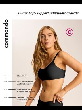 Commando | Butter Soft-Support Adjustable Bralette | Black | M